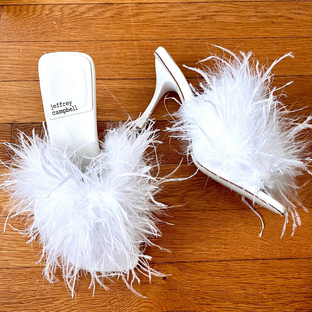 Jeffrey Campbell White Feather Heels 8